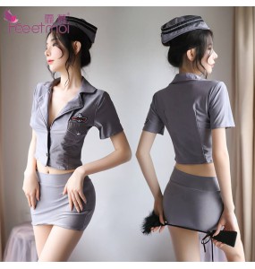 FEE ET MOI Sexy Stewardess Uniforms Short Skirt (Grey)